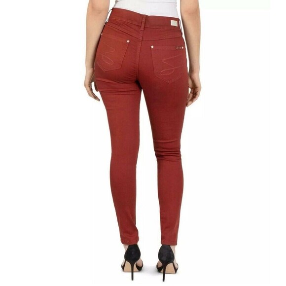 Seven 7 Tummyless High Rise Skinny Jeans Womens 8 (27 X 27.5) Fired Brick Red - Picture 11 of 13